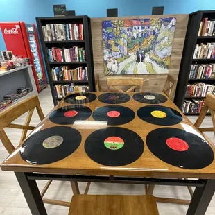 Table with encased vinyl