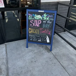 a sign for soup of the day