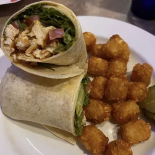 Chicken wrap and tots