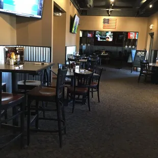 Actually pretty big inside, lots of seating at &amp; around the bar as well as other large areas.