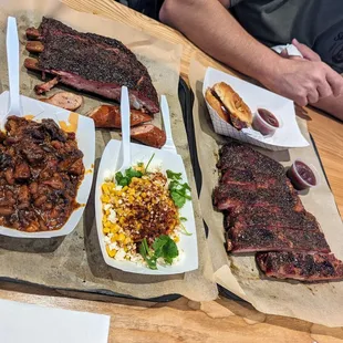 Ribs, beans and corn