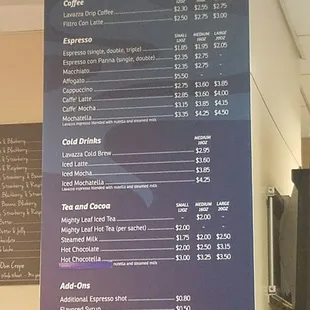 Drink menu