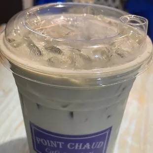 Green matcha iced latte