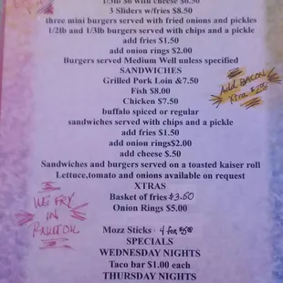 Our menu