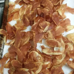 Homemade potato chips and fries