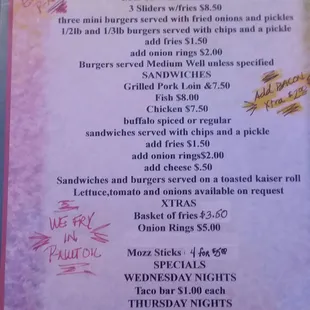 a menu for a restaurant