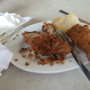 Yummy fried chicken hot out the fryer.
