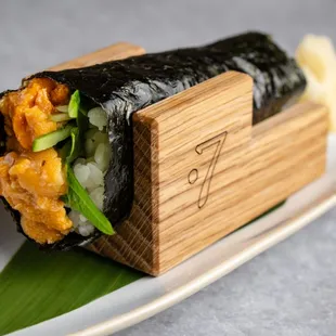 a sushi roll on a plate