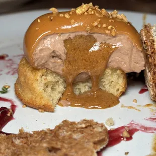 a half eaten dessert on a plate