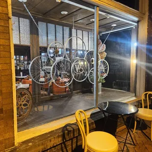 a view of a bicycle shop