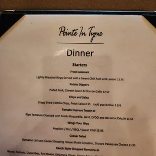 menu