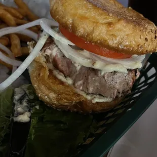 Over the top Ahi Tuna sandwich with garlic Mayo.