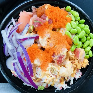 I mostly wanted ahi... they gave me the shit load of crab to fill up the bowl and mostly all toppings and no rice... smh.