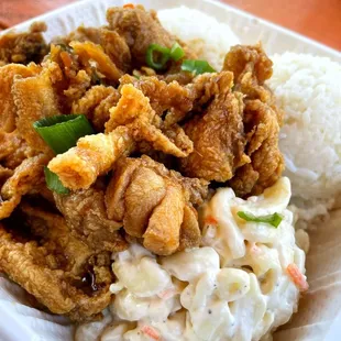 Garlic Mochiko chicken plate ($11.95). Soooo good.