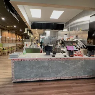 the inside of a fast food restaurant