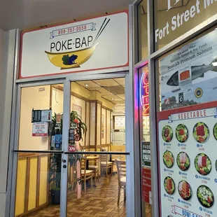 Entryway, address, phone number, green health card, menu, DoorDash