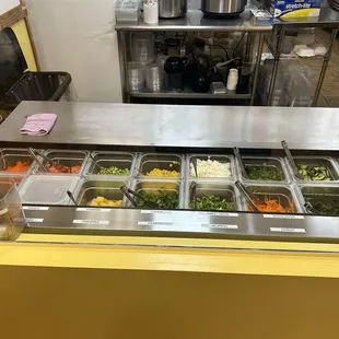 Options for create your own: Left side (limu is hidden by the standing containers) -- photo taken July 11, 2024