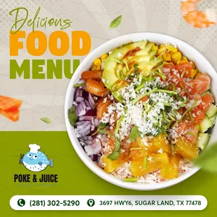 Savor the deliciousness of our fresh Poke bowls. A burst of flavors in every bite, taking your taste buds on a delightful journey!