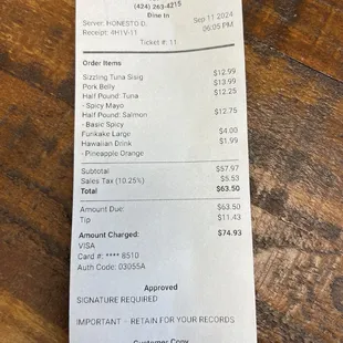 menu
