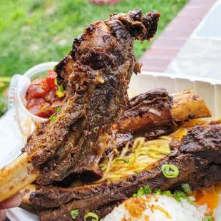 a person holding a plate of food
