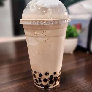 White chocolate frappe with boba