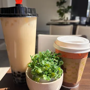 Jasmine green tea &amp; Hazelnut coffee