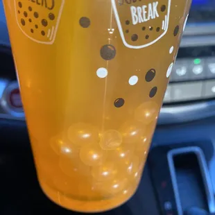 Mango green tea with Mango boba