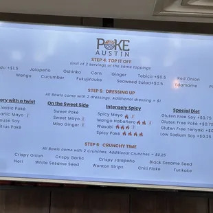 Build-your-own poke bowl menu continued..