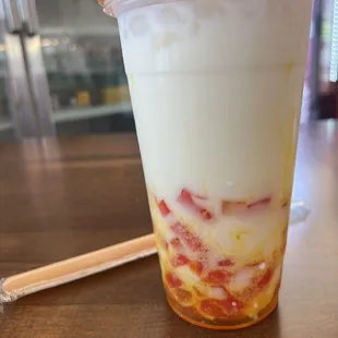 CoCoRainbow Boba Tea! highlighting the extra boba babes i added for 75 centtt