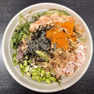 a bowl of food on a table