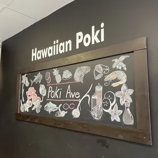 a blackboard with hawaiian poki written on it