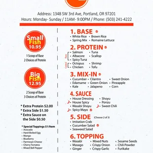 Build Your Own - CALL the store (503) 241 4222 for individual order. CALL/TEXT our hotline (503) 673 9999 for your catering and group orders