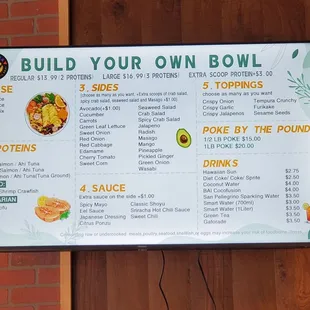 Build your own bowl menu