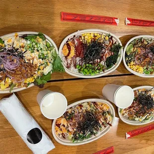 a variety of asian food