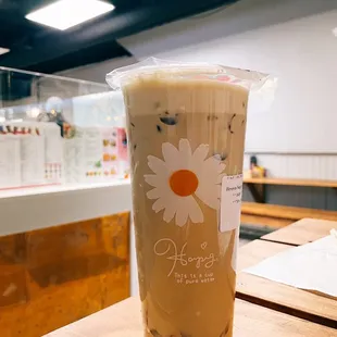 Brown Sugar Milk Tea (75% sweetness) with jelly
