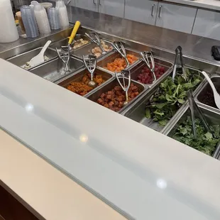  variety of salads in a buffet