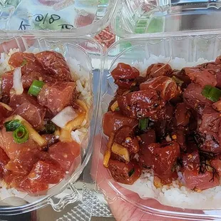 two plastic containers of food