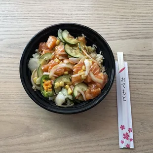 a bowl of food on a table