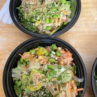 Small salad with salmon and tuna