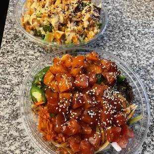 Two build your own Spicy Chicken Bowl and Spicy Salmon Bowl / Spicy Tuna Bowl