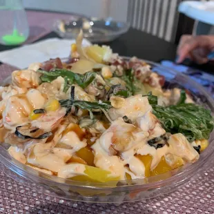 a bowl of food on a table