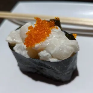 a close up of a sushi roll
