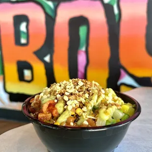 a bowl of food on a table