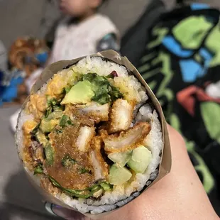 Spicy tuna add chicken burrito