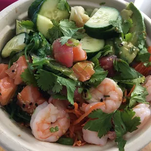 Build Your Own Bowl with tuna, salmon and shrimp