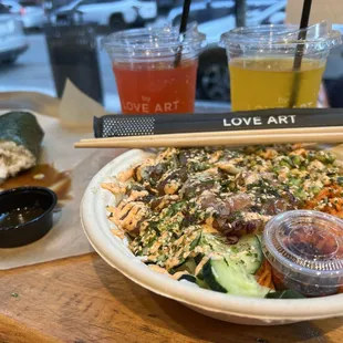 North Shore Shrimp Snack Wrap  Fire Luau Bowl