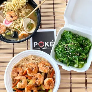 Miso Ramen, Shrimp Teriyaki Bowl, Seaweed Salad - September 2022