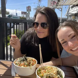 Poke bowls on the outside patio