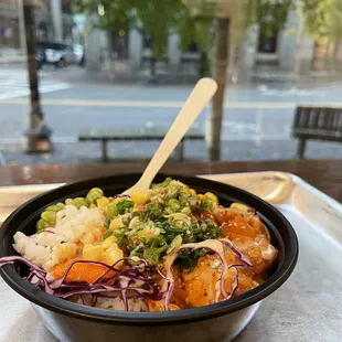 a bowl of food on a table
