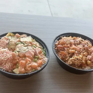 Poke Large 4 Scoops Build Your Own Bowl and a 3 scoop